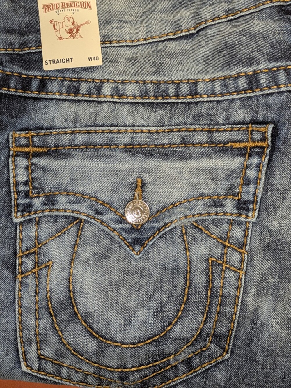True Religion Men's Faded Blue Straight Jeans